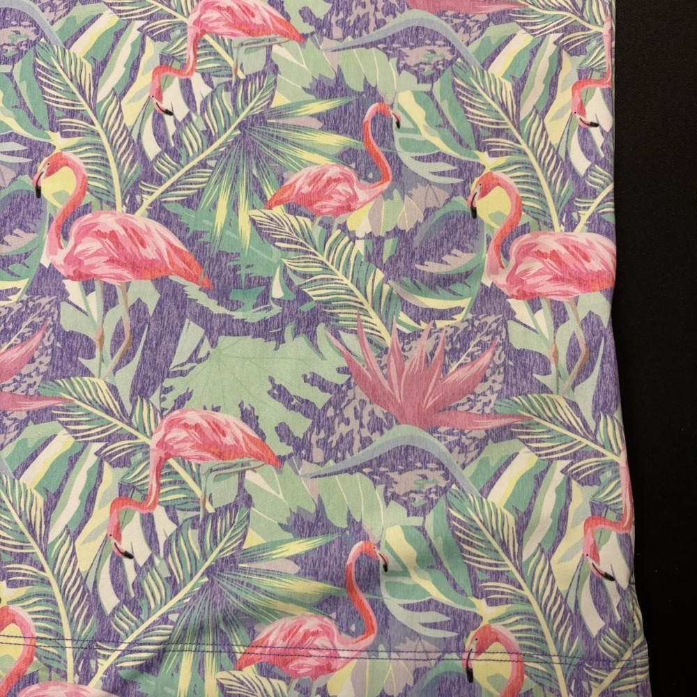 Bad Birdie Performance Polo Shirt Men's XL Flamingo All Over Print Floral Golf - Picture 2 of 11